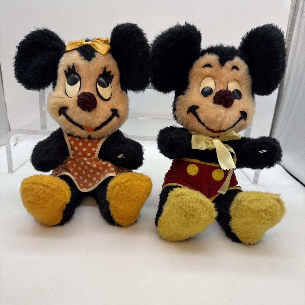 Vintage 15” Walt Disney's Plush Mickey & Minnie Mouse California Stuffed Toys